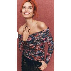 Maeve The Aleda Mesh Off-Shoulder Top Size L NWT